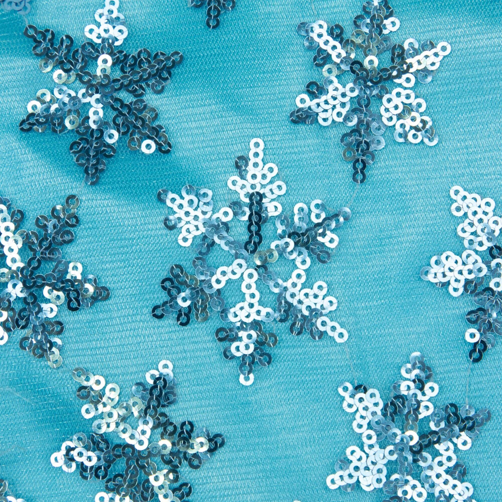 20" Blue Sequin Snowflake Pattern Mini Christmas Tree Skirt